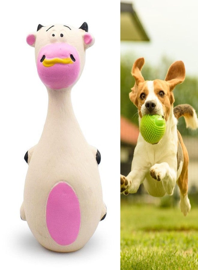 TEUOPIOE Interactive Dog Toys for Small Dogs, Rubber Latex Squeaky Toy with Cartoon Design, Bite Resistant Soft Chew Toy for Dogs Perfected for Play Teething for Small Medium Dogs (White Cow) - Image 3